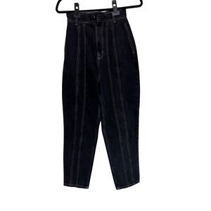 ASOS Pants Womens Size 4 Black Denim‎ High Rise Stitch Detail Cropped Casual